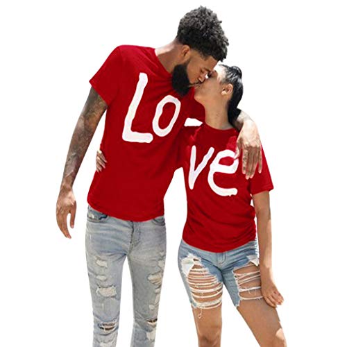 San Valentín Amante Pareja Camiseta,ZODOF Camiseta Ancha t-Shirt Amante Manga Corta Cuello Redondo Carta de Amor Impresa Camisetas Tops Blusas Talla Grande Verano Valentine's Day Regalo(Hombres)