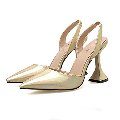 Sandalias De Lentejuelas Brillantes Sexis para Mujer, Zapatos De Tacón Alto Sandalias De Cristal De Vino Sandalias Puntiagudas De Tobillo Zapatillas Ligeras Zapatos Mujer