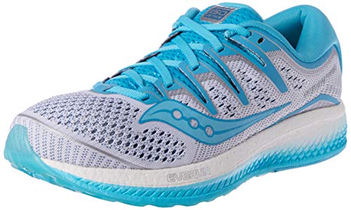 Saucony Triumph ISO 5 Neutralschuh Damen-Weiß, Blau, Zapatillas de Running Calzado Neutro para Mujer, White/Blue, 37 EU