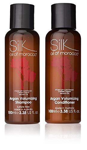 Seda Aceite de Marruecos Aceite Argan Voluminizador Champú 100ml y Voluminizador Acondicionador 100ml - Tamaño Viaje,