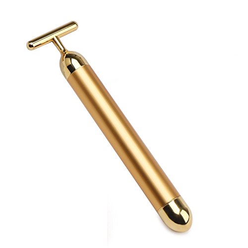 Segbeauty® 24K Oro Masajeador Facial Beauty Bar, Massager del Ojo 6000 veces/minuto Vibración Cuidado de la piel - Quitar la arruga Negro Ojos Papada, Tensar la piel Adelgaza la Cara