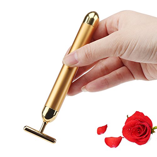 Segbeauty® 24K Oro Masajeador Facial Beauty Bar, Massager del Ojo 6000 veces/minuto Vibración Cuidado de la piel - Quitar la arruga Negro Ojos Papada, Tensar la piel Adelgaza la Cara