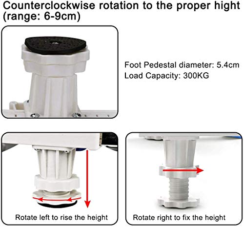 Seisso Soporte para Lavadora/Secadora/Refrigerador Base con 4 Pies de Goma Ajustable de 44.8~69cm