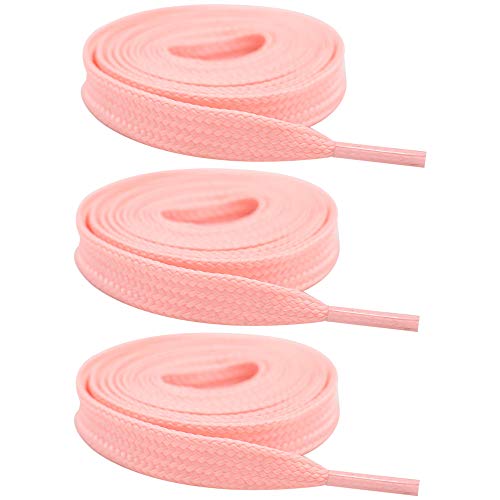 SENDILI Planos Cordones Zapatos - 3 Pares Luminoso Poliéster Colores Cordones Zapatillas para Adultos Niños Zapatillas y Calzado deportivo, Rosa/140cm