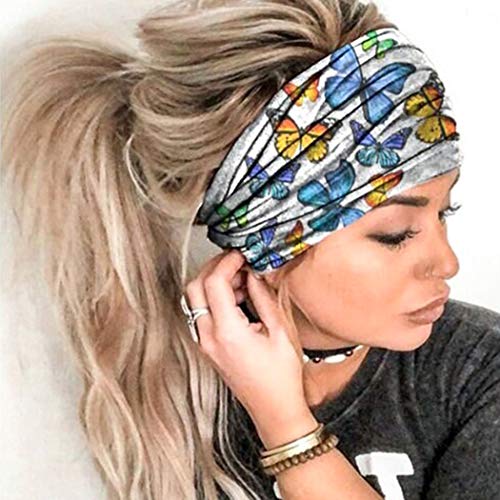 Sethain Boho Amplio Venda Yoga Bandeau Elástico Banda para el cabello Pañuelo de impresión Sombreros elásticos Para mujeres y niñas （paquete de 4）