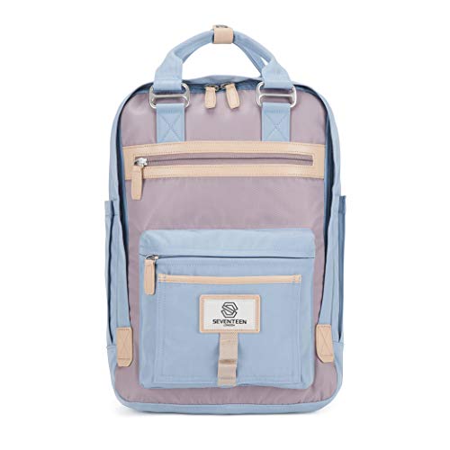 SEVENTEEN LONDON - Mochila 'Wimbledon' Moderna, Sencilla y Unisex con un Acabado Azul y Lila en el Estilo de una Mochila escandinava, computadora portátil de hasta 13"