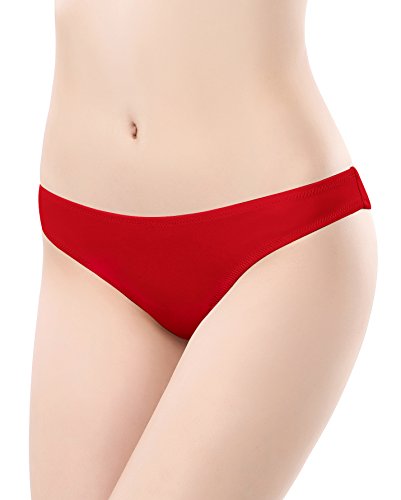 SHEKINI Mujer Bikini Braguita Brasileña Ropa Interior Parte Inferior Bragas Hipster(L,Rojo C)