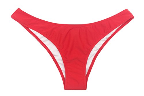 SHEKINI Mujer Bikini Braguita Brasileña Ropa Interior Parte Inferior Bragas Hipster(L,Rojo C)