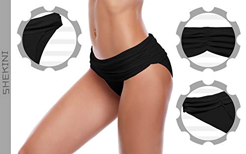 SHEKINI Mujer Braguita de Bkini Pantalón la Parte de Abajo Bikini Interior Braguitas Bañador Traje de Baño Bragas (Large, Negro)