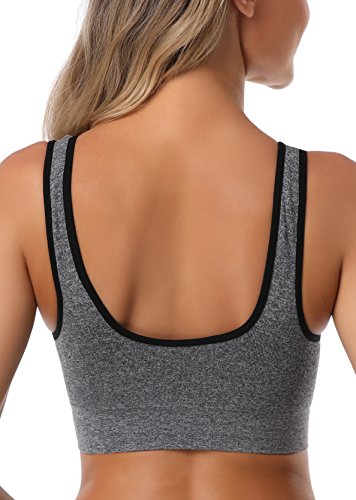 SHEKINI Sujetador Deportivo para Mujer Top con Relleno Extraíble sin Aros sin Cierre y Tirantes Anchos No Regulables para Deporte de Intensidad Moderada Pack de 3 (B, XS/S)