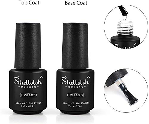 Shelloloh Esmalte Semipermanente 10pcs Kit de Gel Nail Polish Soak off 7ml LED/UV Gel Esmalte de Uñas Curado Luz Máquina 36W Nail Dryer Top Base Gel de Uña Arte