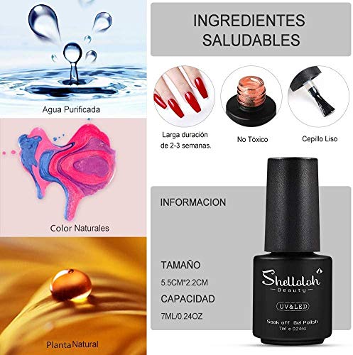 Shelloloh Kit de Gel de 10pcs Semipermanente Uñas 36W Lámpara LED/UV Uñas Profesional Maquillaje Uñas Pulidor De Uñas Electric Profesional Manicura con 3pcs UV GEL Extension Gel de Unas Base Top Kit