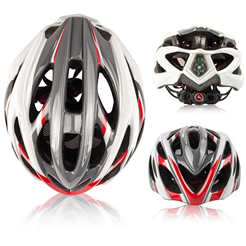 Shinmax Casco Bicicleta con Visera,Certificación CE,Ajustable Casco de Bicicleta Ligera BMX Scooter Skate Mountain Road Hombres Mujeres,Protección de Seguridad Casco Bicicleta con luz Trasera LED