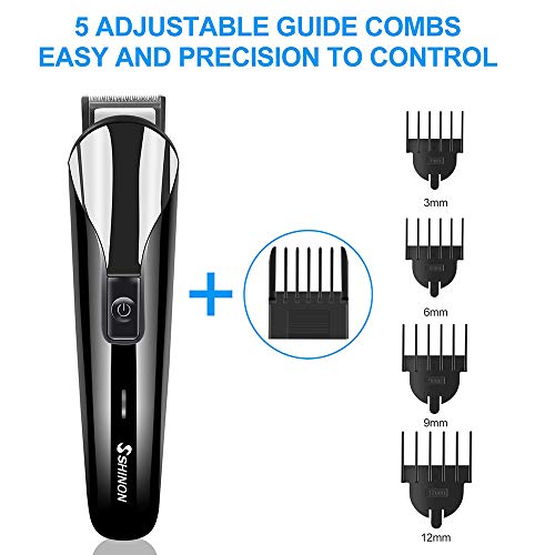 Shinon Cortapelos Profesional Hombre, 6 en 1 Set de Afeitado Multifunción Cortador Pelo Cortadora de Pelo Recargable Máquina Afeitar Recortadora de Barba/Cara/Cuerpo/Nariz/Orejas/Ceja,Negro