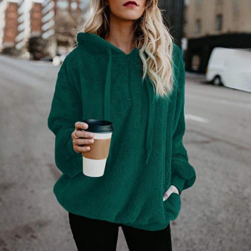 SHOBDW Liquidación Venta Mujer Sudadera con Capucha Suelta Tallas Grandes Jersey de Mujer Jersey otoño Invierno Manga Larga Remata Abrigo cálido(Verde,M)