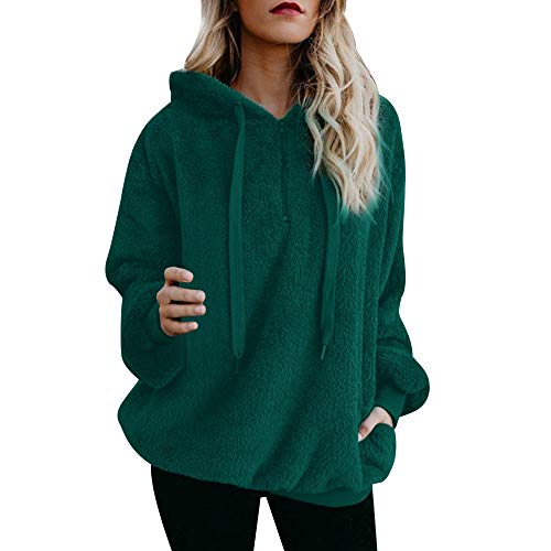 SHOBDW Liquidación Venta Mujer Sudadera con Capucha Suelta Tallas Grandes Jersey de Mujer Jersey otoño Invierno Manga Larga Remata Abrigo cálido(Verde,3XL)