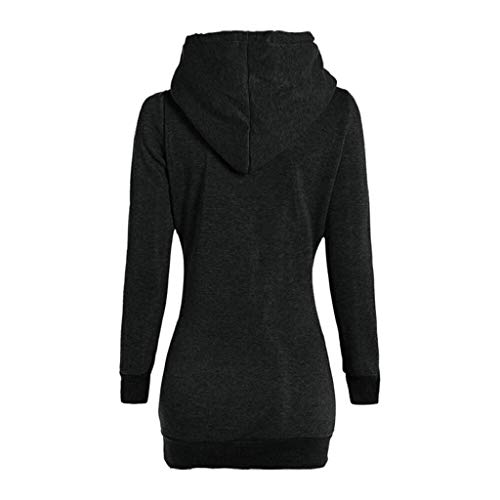 SHOBDW Mujer Liquidación Venta Sudadera con Capucha para de Color sólido Casual Fit Recta Invierno Manga Larga Tops Abrigos Chaqueta Sexy Vestidos Delgados (S, S-Negro)