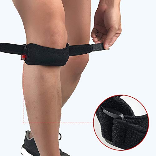 SiaMed - 2 correas para la rodilla - Rodillera para el tendón de rótula - Jumpers Knee - Menisco - Banda de rodilla ajustable para correr, senderismo y fútbol en negro