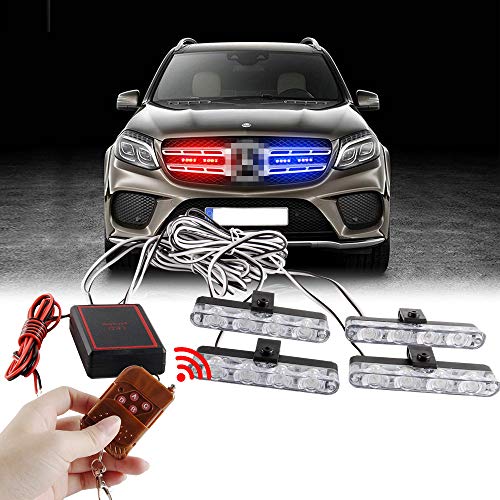 Sidaqi 4x4led 4 en 1 remoto inalámbrico 12 V luz de advertencia estroboscópica parpadeante bomberos luces coche camión Luz LED DRL ambulancia la policía de luz