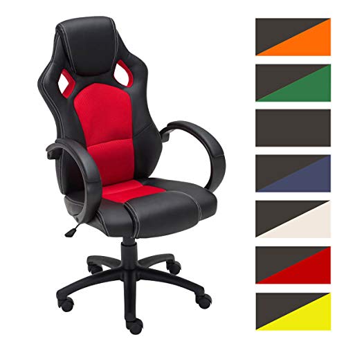 Silla Racing De Oficina Fire Estilo Deportivo I Silla Gaming Regulable En Altura & Giratoria I Silla Gamer con Ruedas Deslizantes I Color:, Color:Rojo