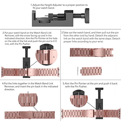 Simpeak Correa Compatible con Apple Watch 6/SE/5/4/3/2/1 Correa 38mm de Acero Inoxidable Reemplazo de Banda Compatible con iWatch Todos los Modelos 38mm,OroRosa