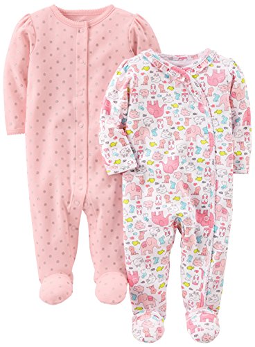 Simple Joys by Carter's Infant-and-Toddler-Sleepers, Animals/Pink Dot, 6-9 Meses