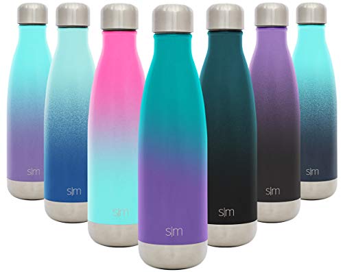 Simple Modern Wave 500ml Termo Botella Agua Acero Inoxidable, Botella Termica Mantiene el Frio por 24 horas Aislada al Vacío Doble Pared para Deporte café o viaje Dos Tonos: Auroras Boreales