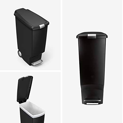 simplehuman, cubo estrecho con pedalL, plástico negro, 40 L