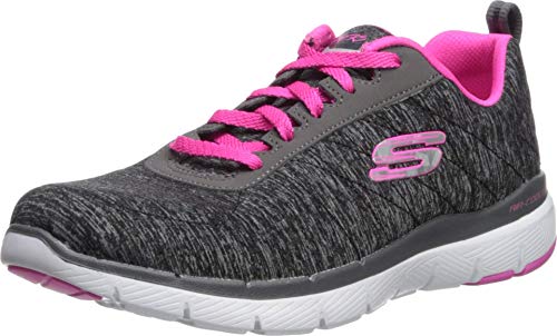 Skechers Women's Flex Appeal 3.0-INSIDERS Trainers, Black Hot Pink, 2 UK 35 EU