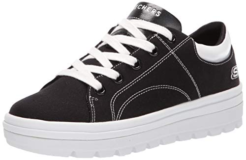 Skechers Women's STREET CLEAT-BRING IT BACK Trainers, Negro (Black Canvas/White Duraleather Trim Blk), 5 (38 EU)