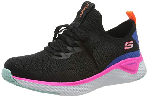 Skechers Women's Stretch Flat Laced Slip Trainers,Negro ( Negro/Multi ) , 5 (38 EU)