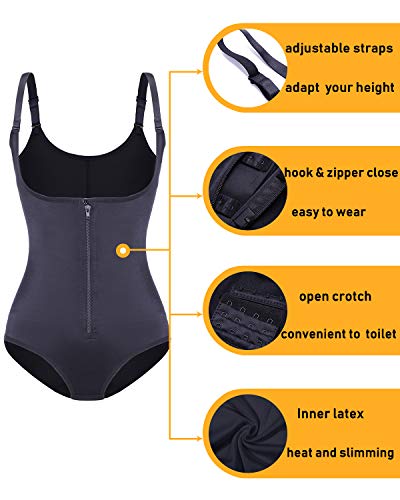 SLIMBELLE Body Reductor Sin Costuras Latex Fajas Reductoras Adelgazantes Mujer Corsé Modeladora Postparto Colombiana Body Shaper Nergo Beige (Negro(Zip), Medium=ES 38)