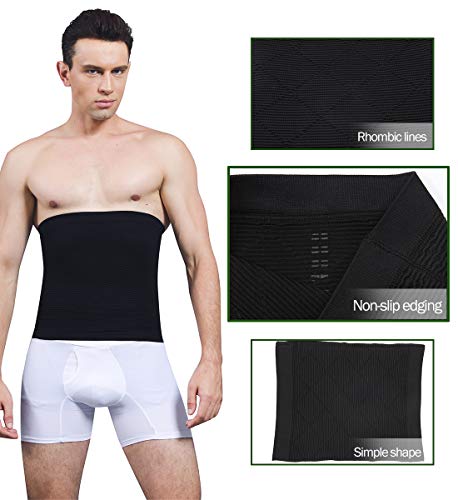 SLIMBELLE® Hombre Faja Reductora Elástica Barriga Adeltazante Cinturón Abdominal Moldeadora Body Shaper Cintura de Fitness Negro&Blanco