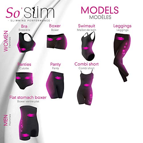 So Slim – Braga reductora para mujer – Diario/noche – Funda reductora – anticelulitis reafirmante y efecto push up – Tecnología francesa Cosméto Ceremic duna L