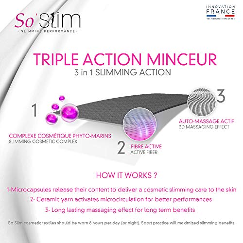 So Slim – Braga reductora para mujer – Diario/noche – Funda reductora – anticelulitis reafirmante y efecto push up – Tecnología francesa Cosméto Ceremic duna L