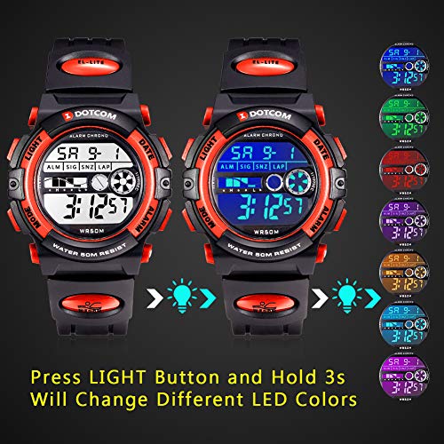 Socico Niños Digital Relojes para Niños Niñas Deportes–5 ATM Reloj Deportivo Impermeable al Aire Libre con Alarma Cronómetro,Relojes de Pulsera Electrónicos para Niños.