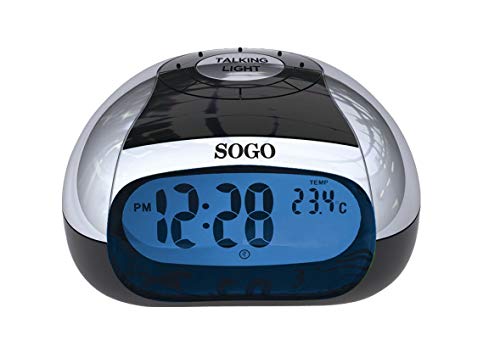 SOGO SS-3905 Reloj Despertador de Mesa con Voz Color Negro