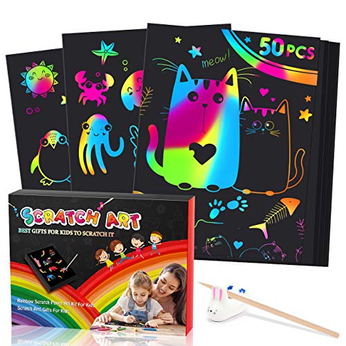 SOKY Juguetes Niños 3-10 Años, Scratch Art Regalos Niños 4 5 6 7 8 Años Manualidades Niños Niñas Juguetes Educativos 3-8 Años 4-10 Años Regalos Niña Navidad 2020