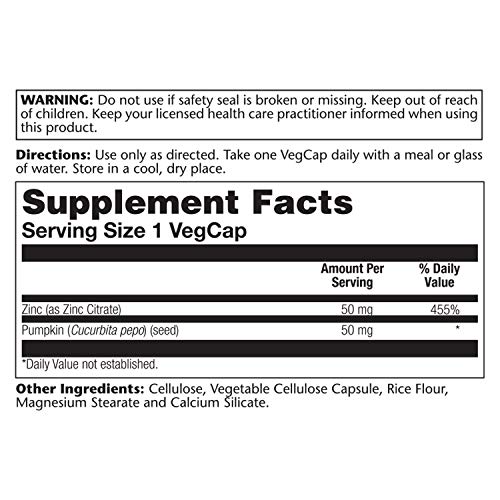 SOLARAY® Zinc Citrate 50 60 VegCaps. Contribuye al normal funcionamiento del sistema inmunitario y a la protección de las células frente al daño oxidativo. Sin gluten. Apto para veganos.