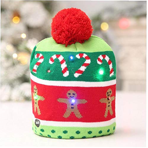 Sombreros de la Navidad Unisex de Punto Luminoso Sombrero con la impresión de los Regalos del Banquete de Navidad Deportes Caminar Correr Bicicleta Little Man Estilo 1 Pc