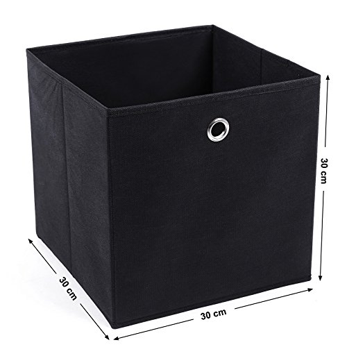 SONGMICS RFB02H-3 - Organizadores Plegables, 6 Piezas, con Agujeros para Dedos, 30 x 30 x 30 cm. Negro