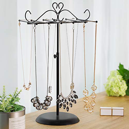 SONGMICS Soporte y Expositor de Joyas, Árbol para Joyas de Metal, para Collares, Pulseras, Pendientes, Regalo para Seres Queridos, Negro JJS04BK