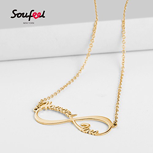 SOUFEEL Collar Plata Colgante con Nombre Infinito Personalizados Regalo para Familia Cadena Más Extención