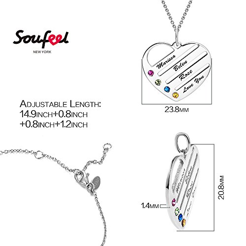 SOUFEEL Collar Plata Colgante con Nombre Personalizados Grabado en Forma de Corazón Joya Mujer Regalo para Familia Novia Cumpleaño Cadena Más Extención