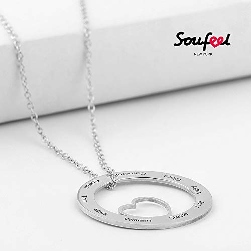 SOUFEEL Collar Plata Colgante con Nombre Personalizados Regalo para Familia Pareja Madre Cadena Más Extención