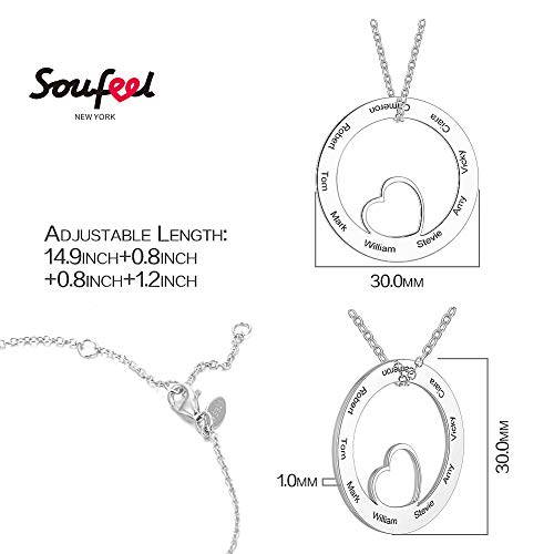 SOUFEEL Collar Plata Colgante con Nombre Personalizados Regalo para Familia Pareja Madre Cadena Más Extención