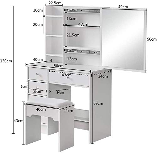 SPMDH Tocador Dormitorio de Estilo Chica Moderna con cajones y Compartimentos de tocador,5 Drawers