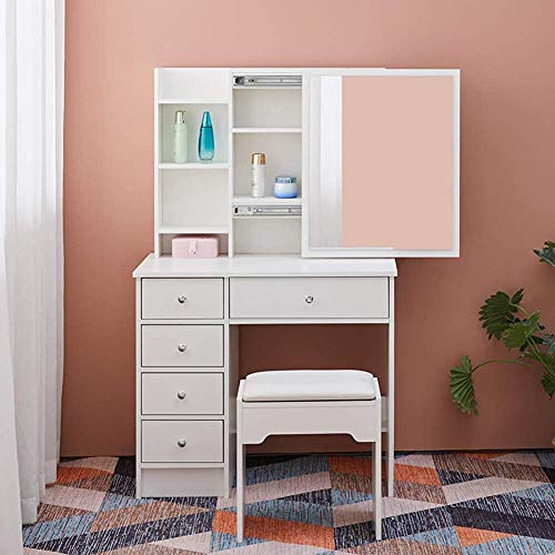 SPMDH Tocador Dormitorio de Estilo Chica Moderna con cajones y Compartimentos de tocador,5 Drawers