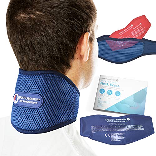 Sports Laboratory Collarín Cervical PRO+ Para el Alivio Del Dolor de Cuello, Bolsa De Gel Reutilizable Para Integrado Terapia Frío y Calor, Ajustable, Guía Gratuita Para el Dolor Cervical