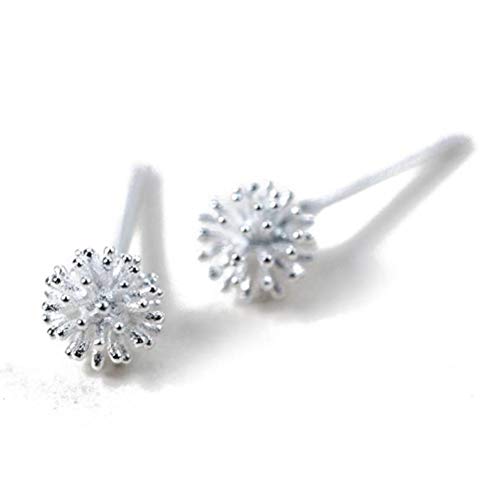 S&RL Pendientes de Plata S925 Pendientes de Diente de León Dulce Estilo Japonés Bosque de Mujer Bolas de Estilo Joyería de Oreja Dulceun par, Plata 925